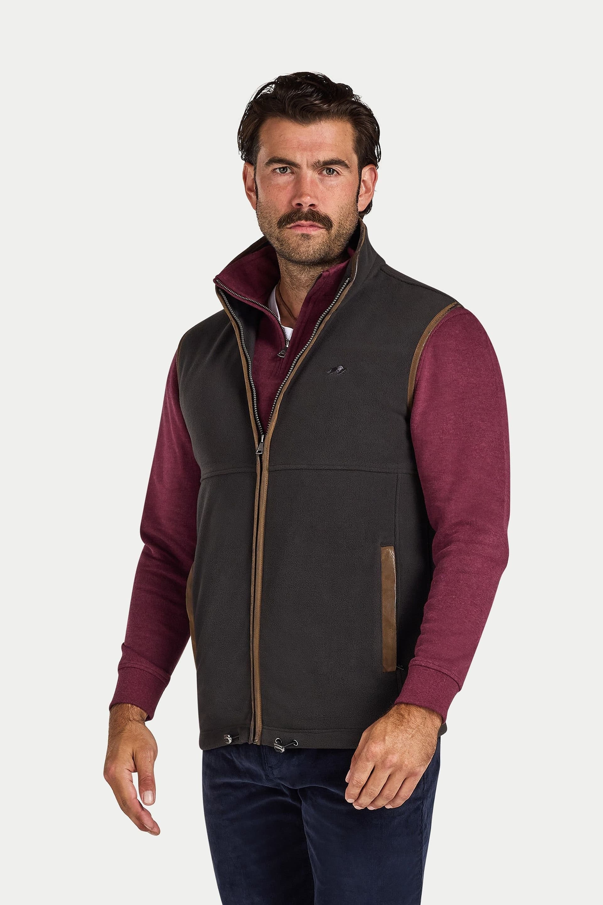 raging bull Raging Bull Men's Fleece Gilet in Mid Grey