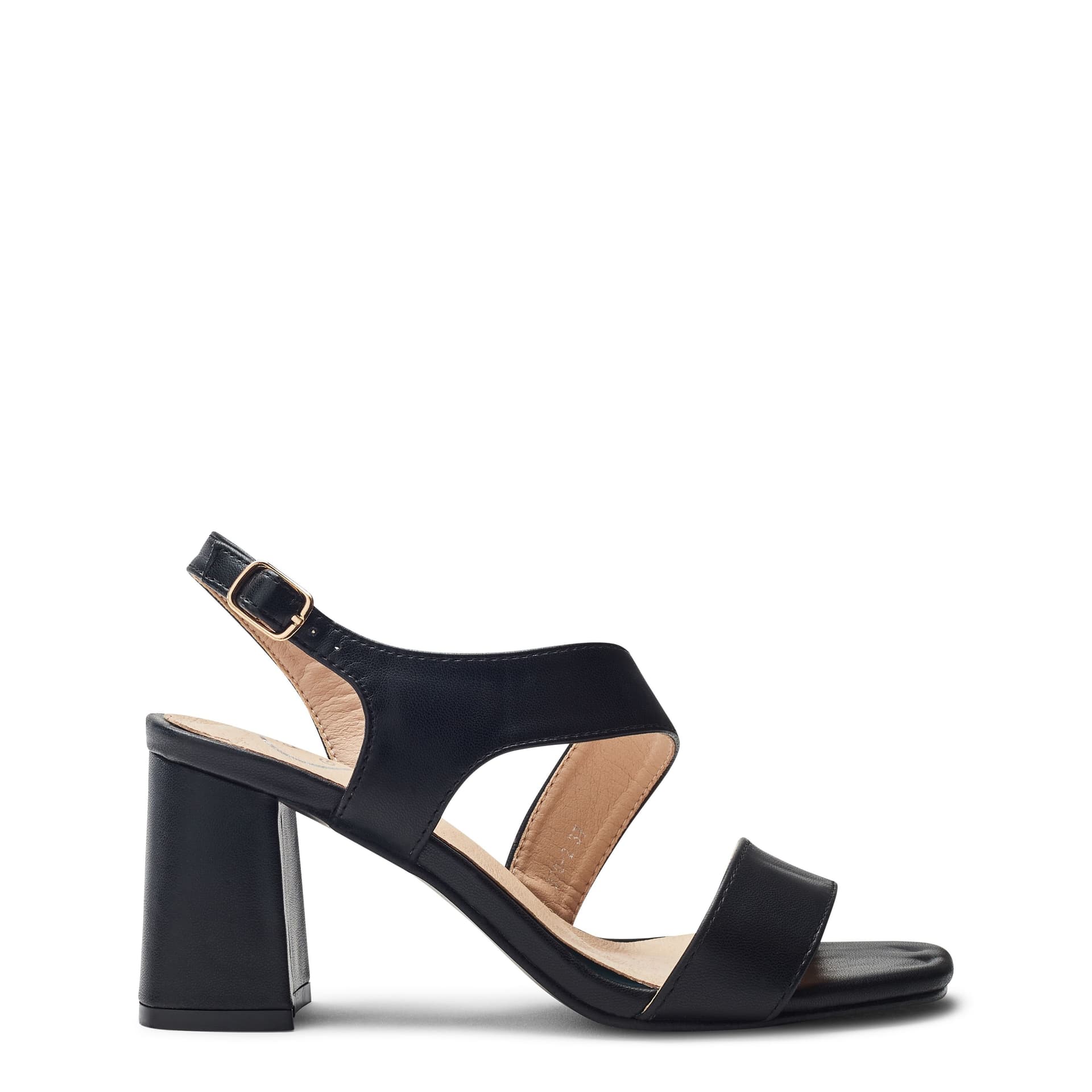 b.soleful b.soleful Black Leather Porvair Sandals