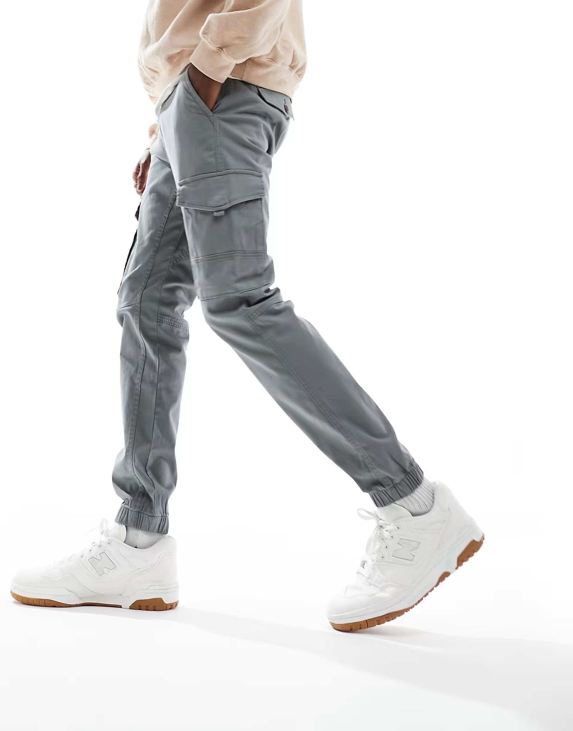 ASOS Jack & Jones Intelligence cuffed cargo trouser in grey