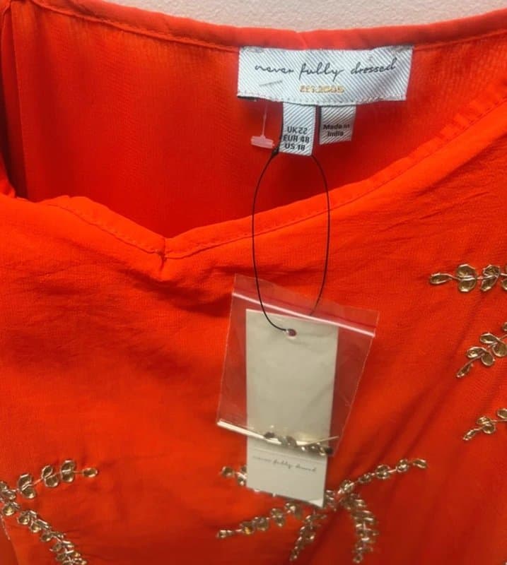 Never Fully Dressed Never fully dressed palm sequin slip dress size 22 summer orange