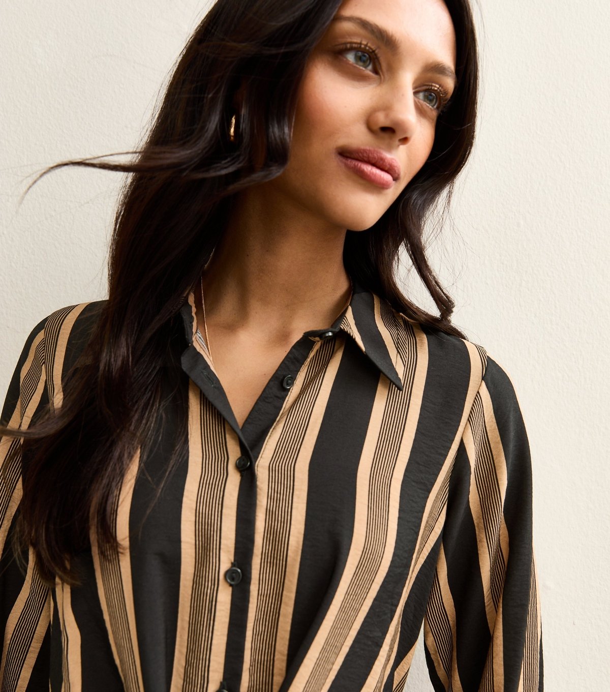 New Look Women's Black Striped Midi Shirt Dress New Look - 2