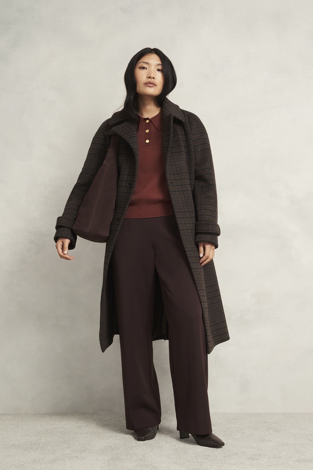 Hobbs London Hobbs London Women's Connie Polo Sweater in Chocolate - 4