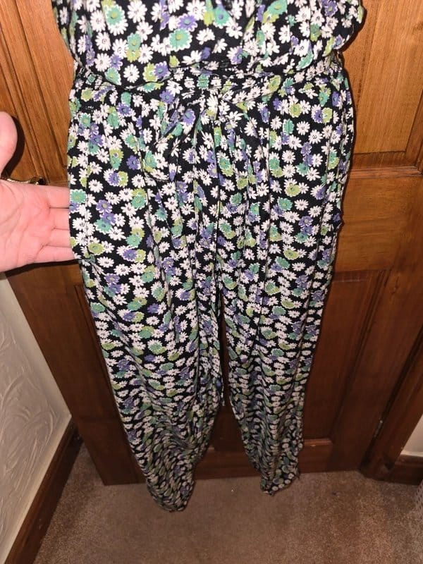 Be Beau Black Floral Print Viscose Jumpsuit, UK14