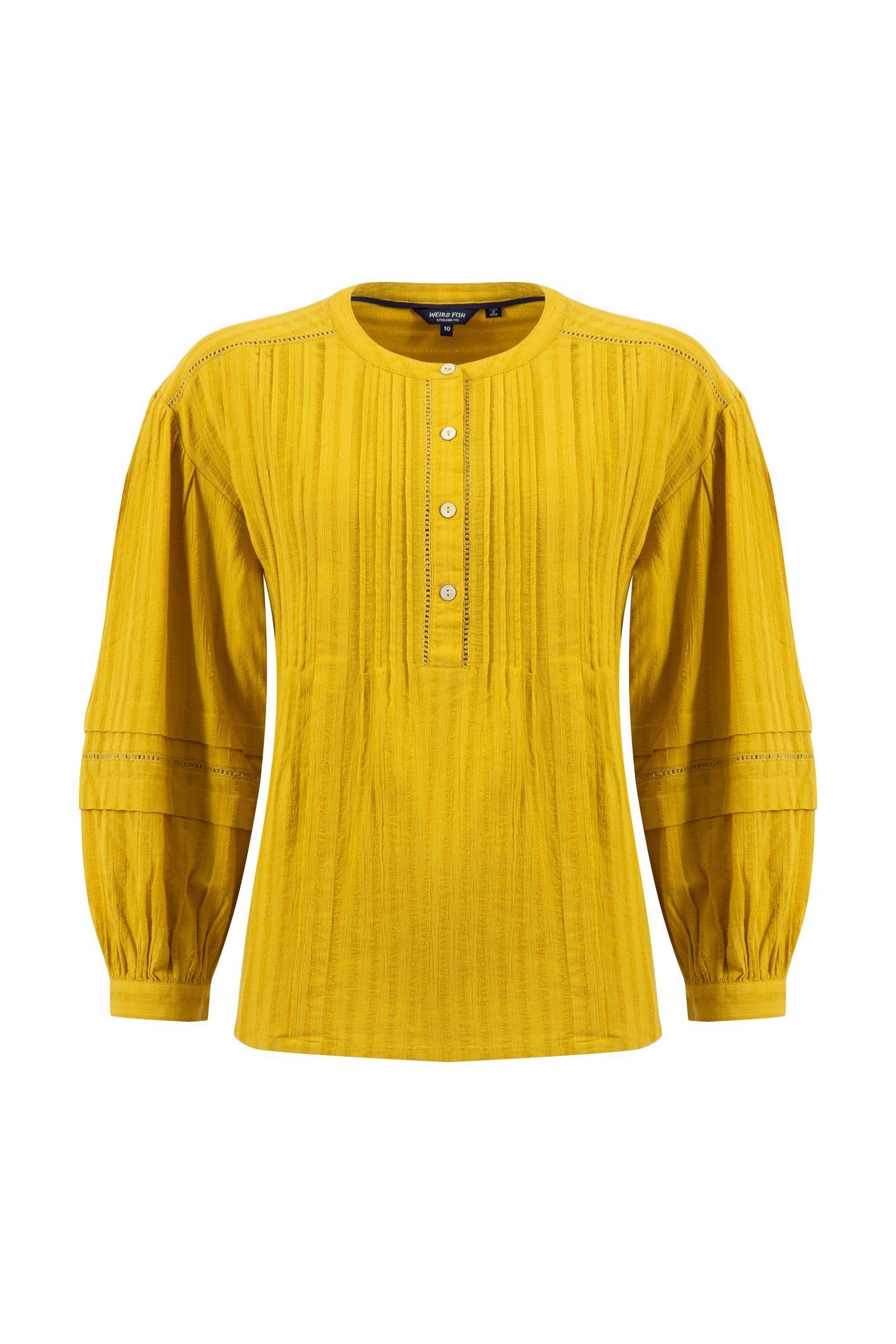 Weird Fish Weird Fish Women's Skyler Jacquard Seersucker Cotton Blouse in Light Green - 2