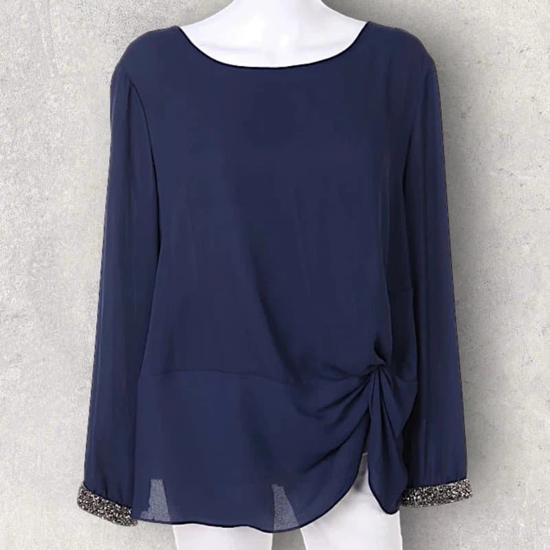 Dorothy Perkins Dorothy Perkins Womens Knot Front Navy Blouse Embellished Cuffs Evening UK 8