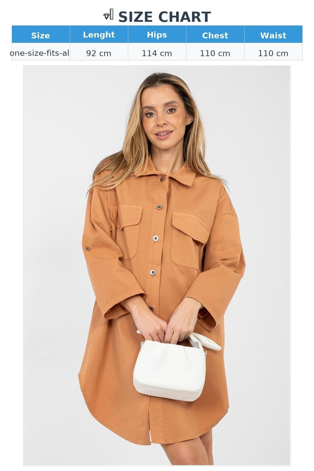 Love Lace Love Lace Women's Cotton Elastane Button Up Shirt Dress in Tan - 4