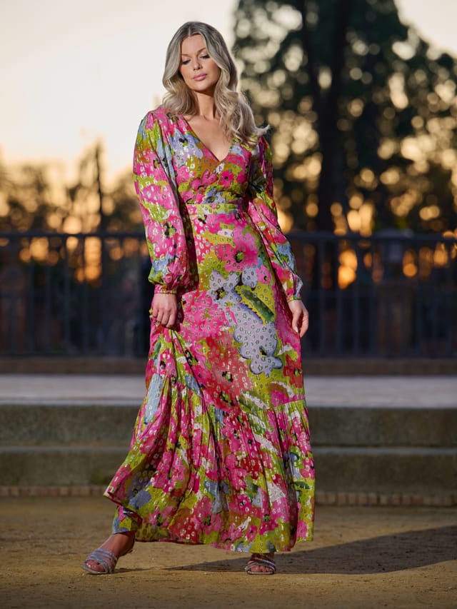 Finding Friday Finding Friday Women's Metallic Printed Balloon Sleeve Maxi Dress - 2