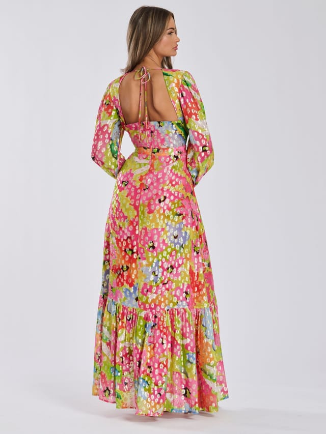 Finding Friday Finding Friday Women's Metallic Printed Balloon Sleeve Maxi Dress - 3