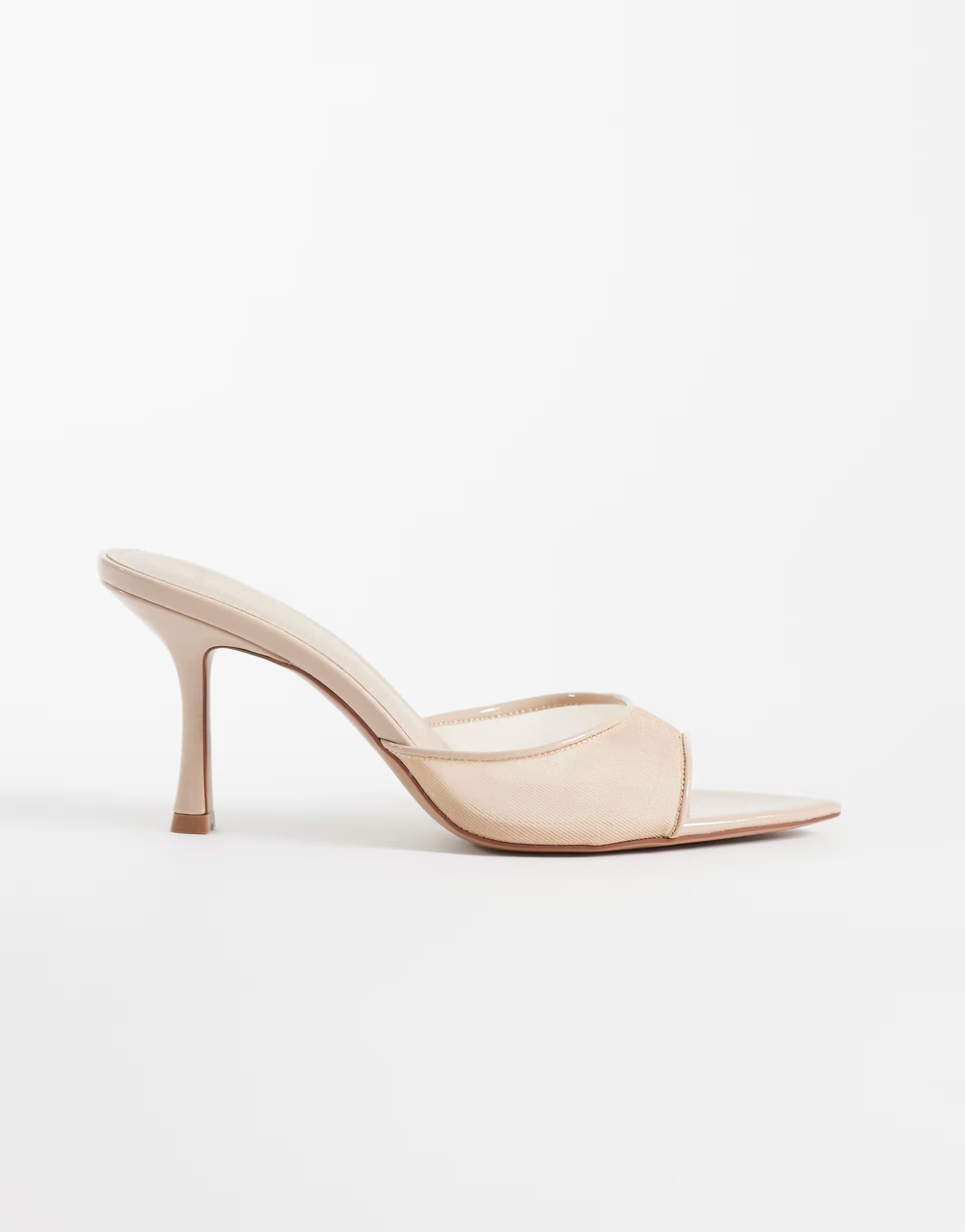 ASOS Mango heeled mesh sandal with in pale pink