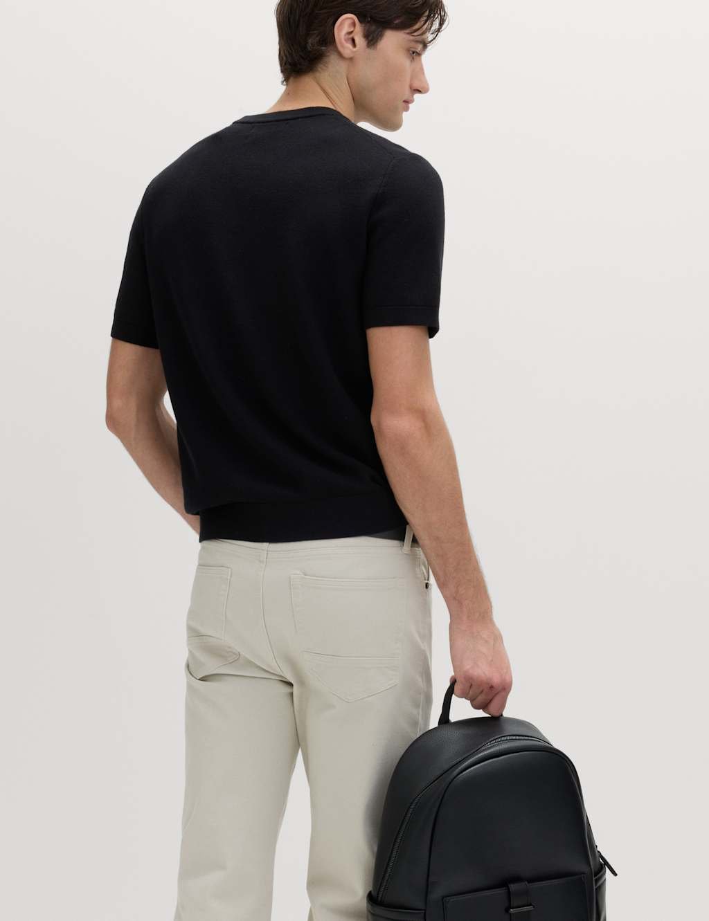 Marks & Spencer M&S Cotton Rich Textured Knitted T-Shirt Black - 3