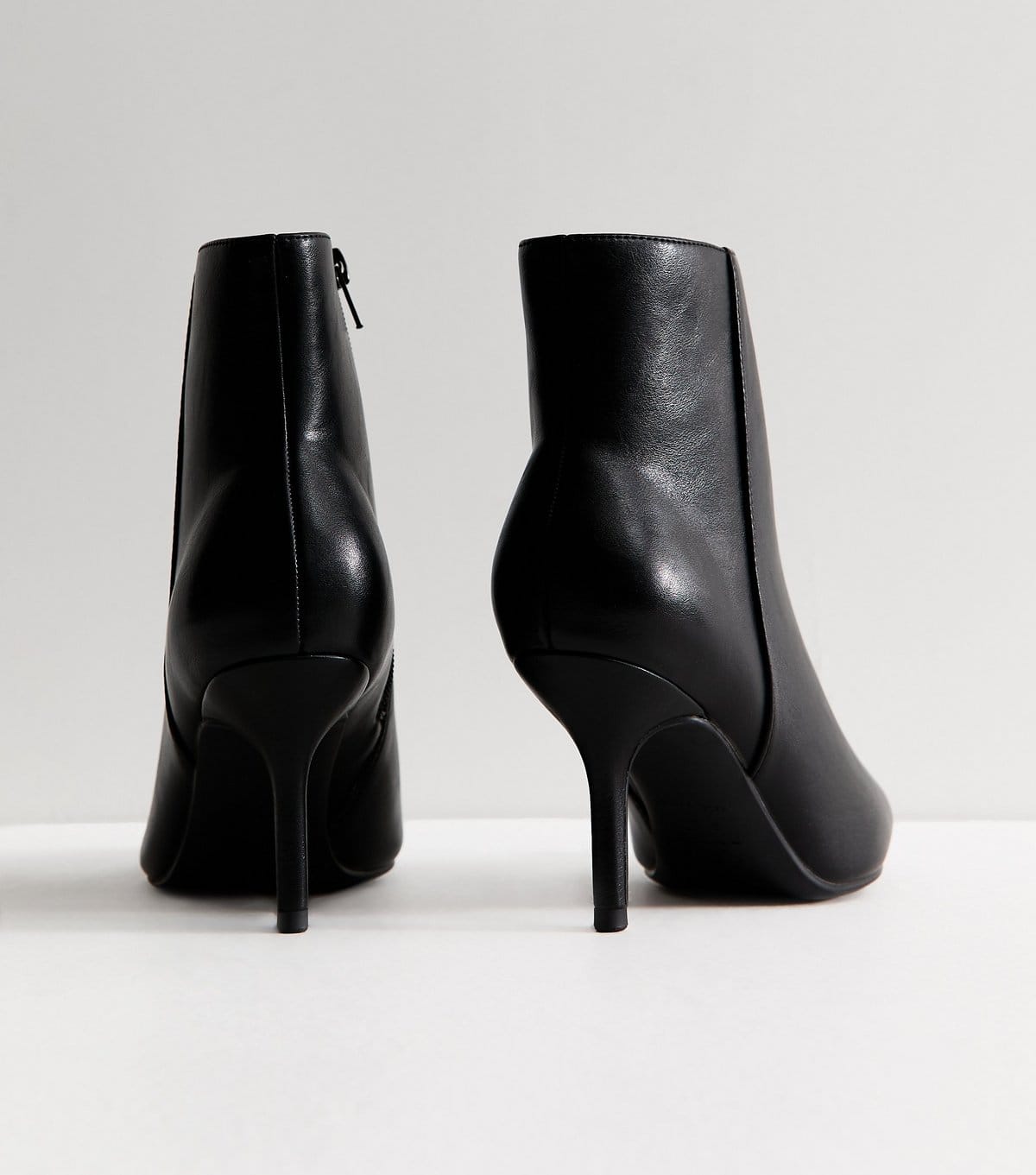 New Look Women's Wide Fit Black Faux Leather Pointed Toe Stiletto Ankle Boots Vegan New Look - 4