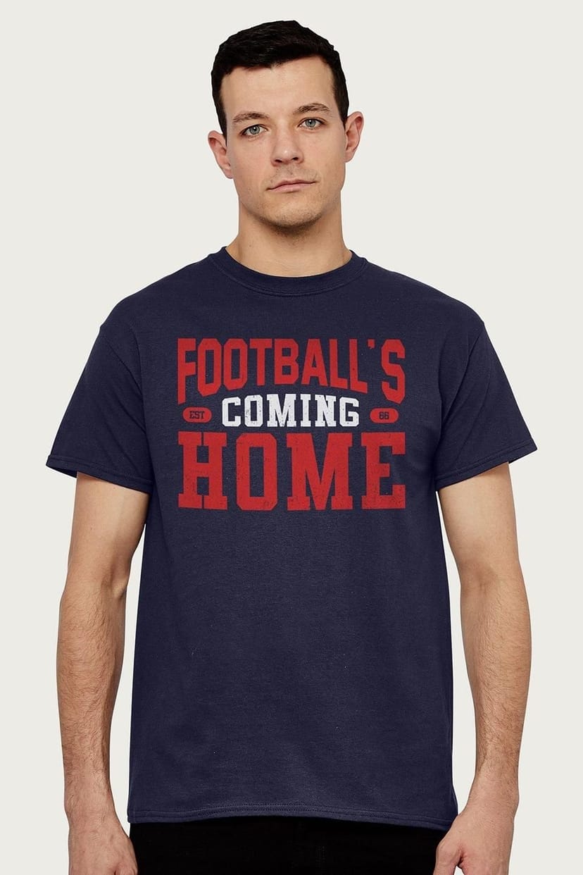 Footballs Coming Home Football's Coming Home Men's Sports Text England Euro T-Shirt in Navy - 1