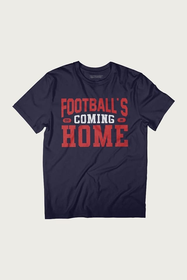 Footballs Coming Home Football's Coming Home Men's Sports Text England Euro T-Shirt in Navy - 2