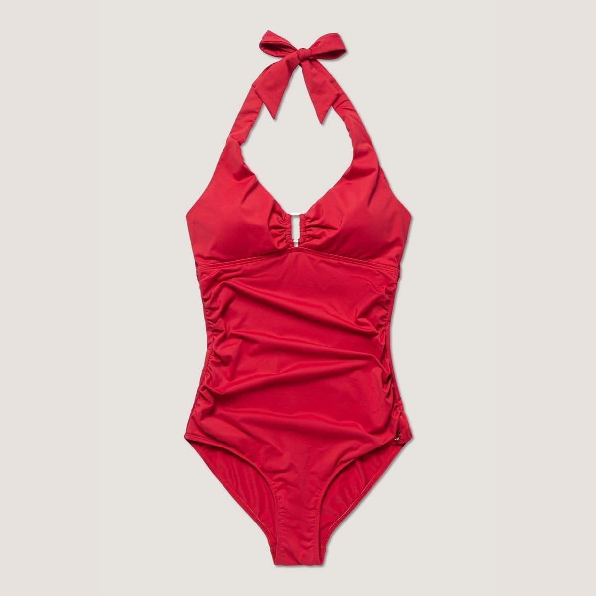 Panos Emporio Panos Emporio Women's Niovi solid swimsuit in lipstick red with halter tie & back latch in Light Red - 4