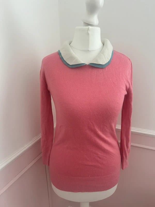 Joules Joules Pink Collared Knitwear Sweater Mock Layer Top Size 8