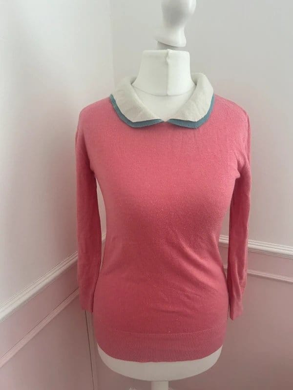 Joules Pink Collared Knitwear Sweater Mock Layer Top Size 8