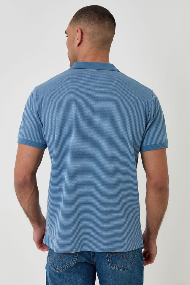 Threadbare Threadbare Men's Textured Cotton Polo Shirt in Blue - 2