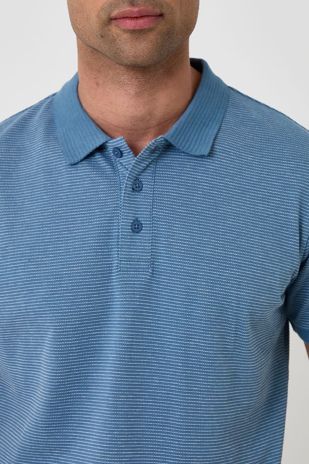 Threadbare Threadbare Men's Textured Cotton Polo Shirt in Blue - 4