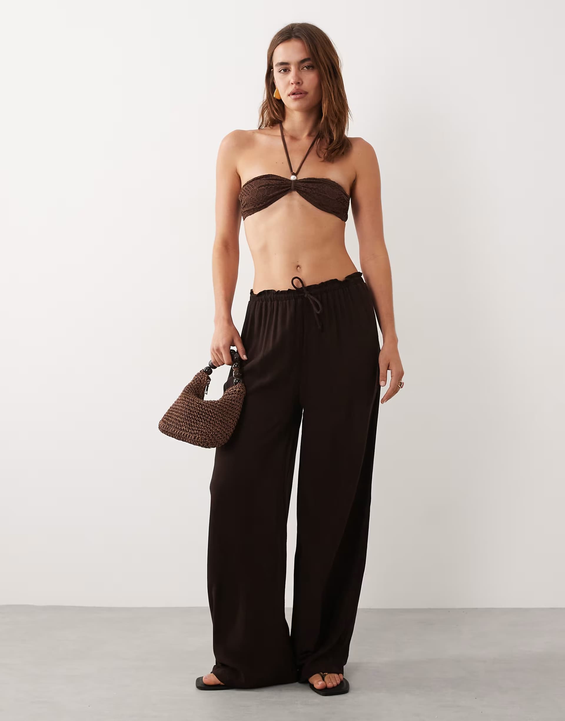 ASOS Brave Soul  textured beach trousers in brown