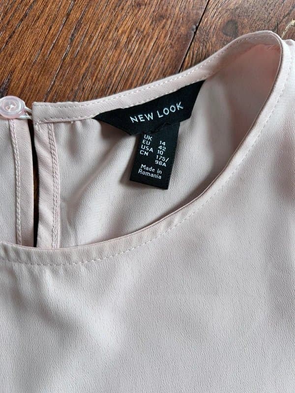 New Look Chic Flutter Sleeve Side Tie Pale Pink/Peach Top New Look Size 14