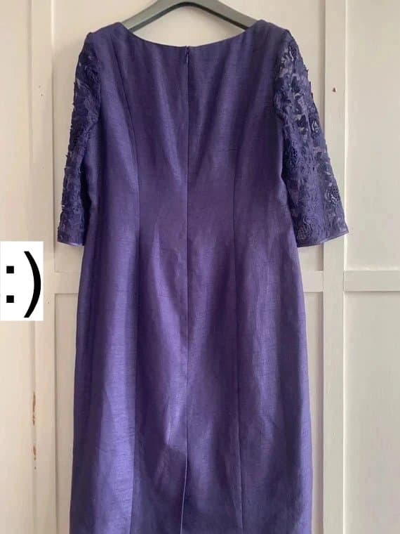 Jacques Vert Jacques Vert special occasion dress purple 16 lace sleeves midi formal new with tags