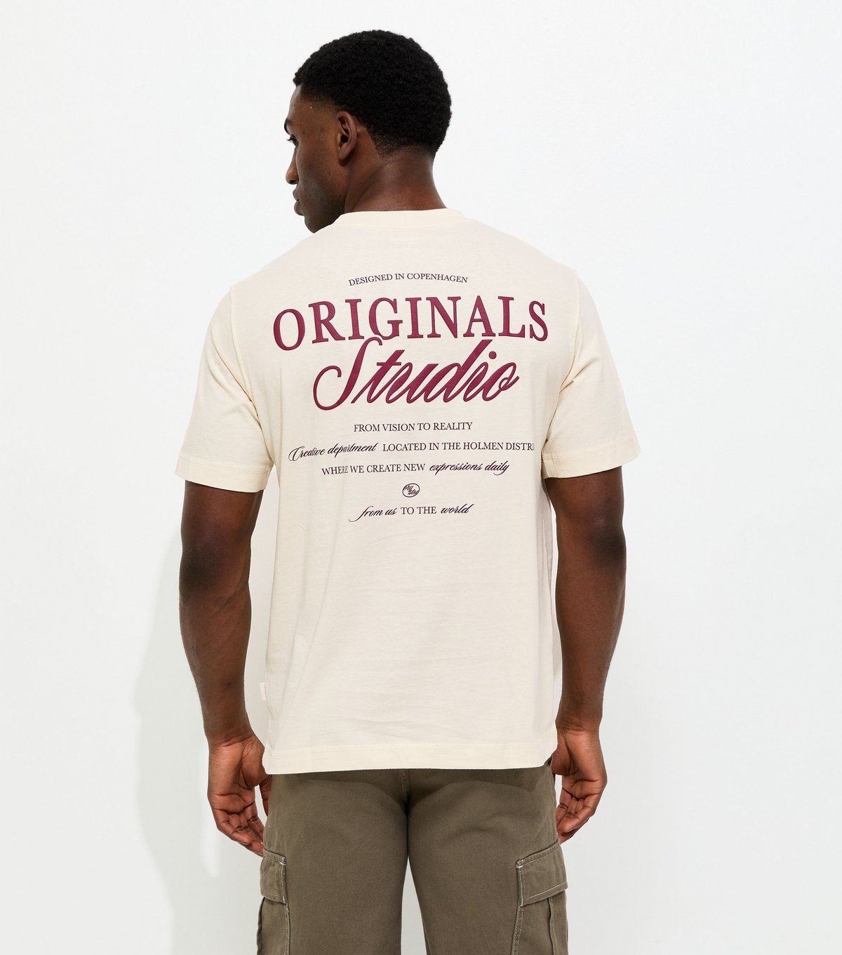 jack & jones Men's Cream Logo Print T-Shirt Jack & Jones New Look - 4