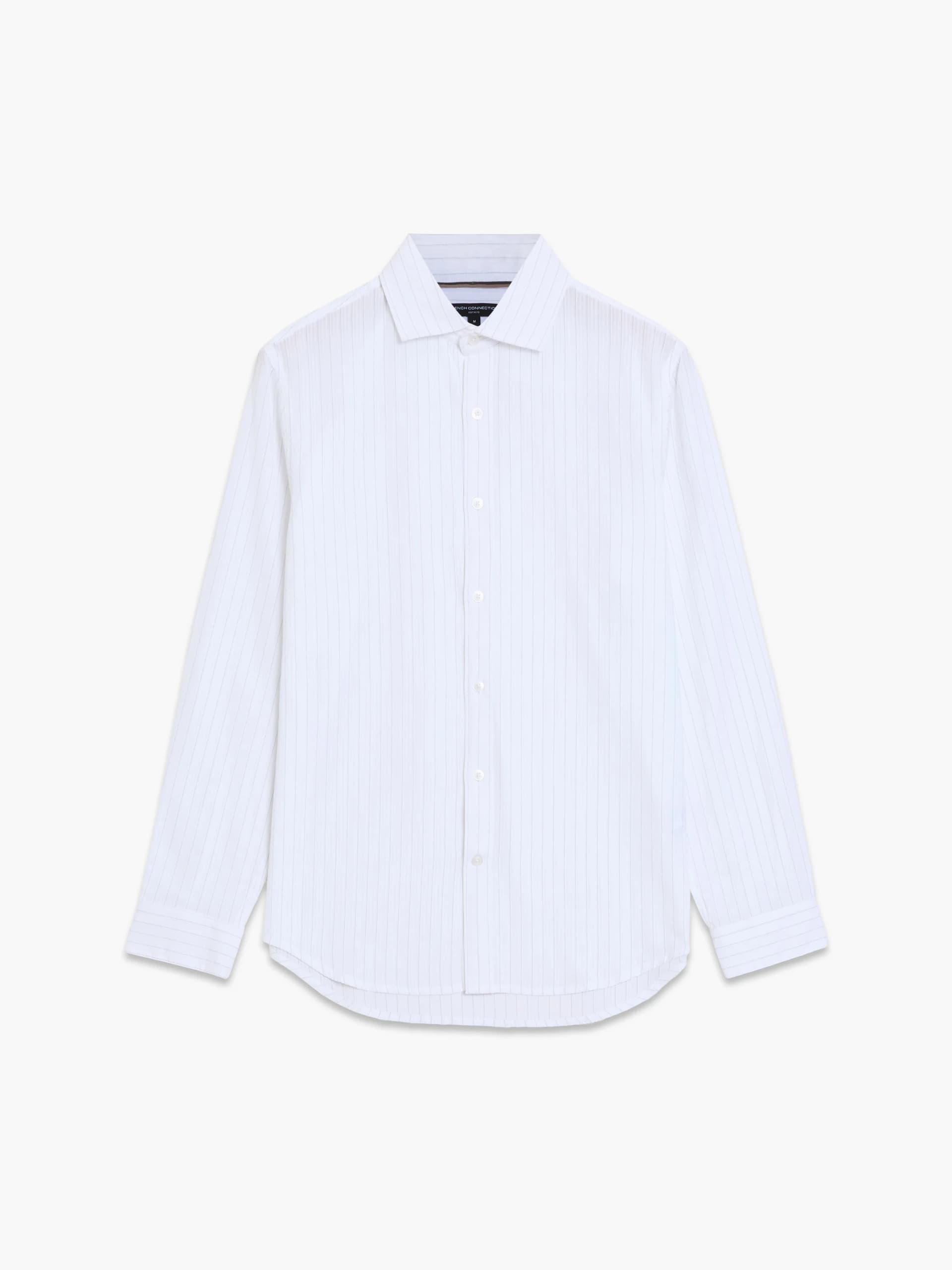 French Connection French Connection White Seersucker Pinstripe Shirt