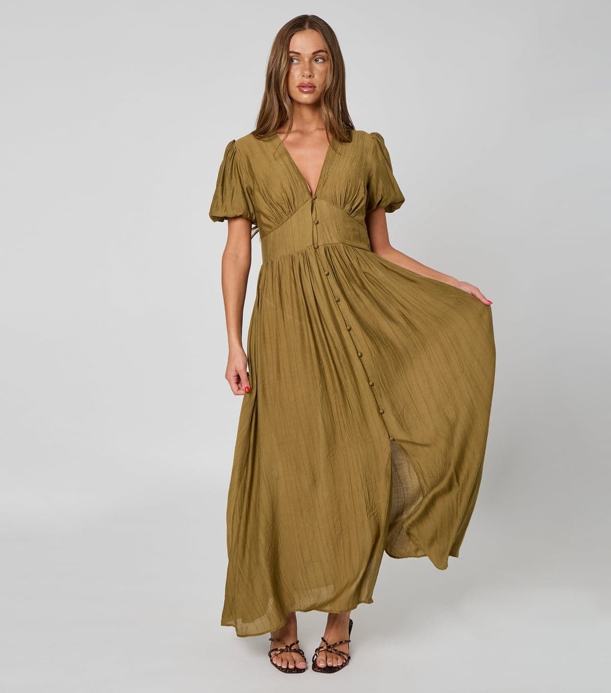 Urban Bliss Women's Khaki Button Front Maxi Dress Urban Bliss New Look