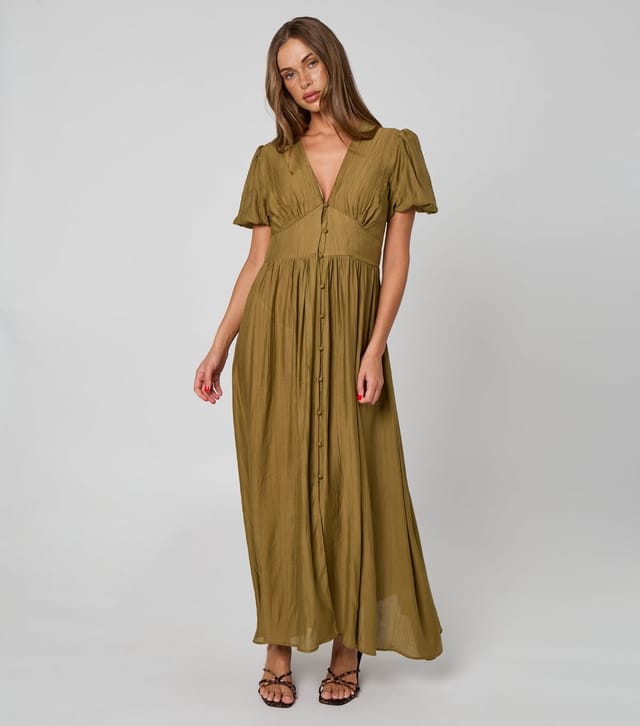 Urban Bliss Women's Khaki Button Front Maxi Dress Urban Bliss New Look - 2