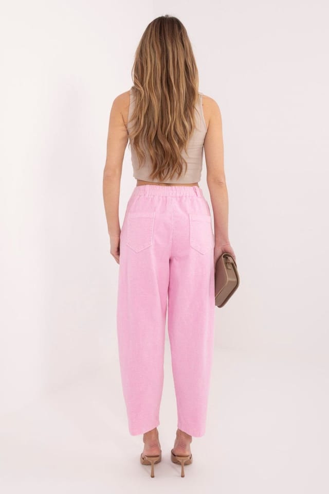 Love Lace Love Lace Women's Paris Carrot Corduroy Trousers High Waist in Pink - 3