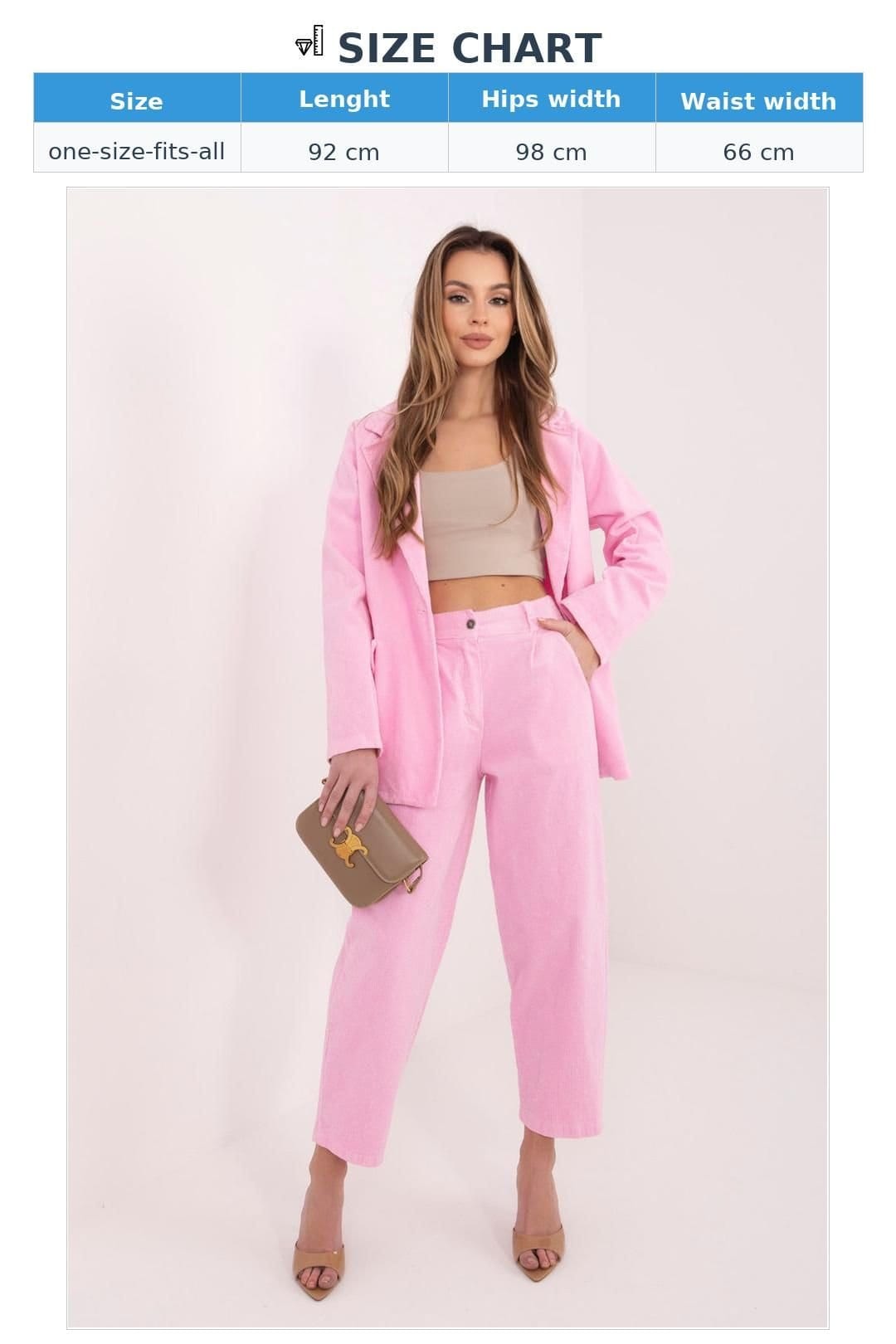 Love Lace Love Lace Women's Paris Carrot Corduroy Trousers High Waist in Pink - 4