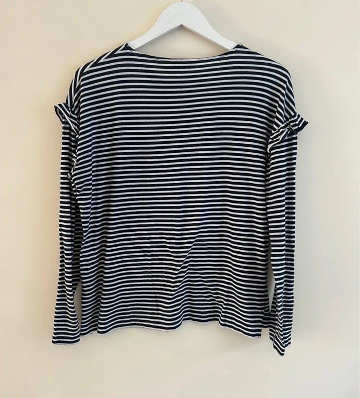 Tommy Hilfiger 🤍 Tommy Hilfiger Striped Long Sleeve Top Navy White Breton Relaxed Fit UK L