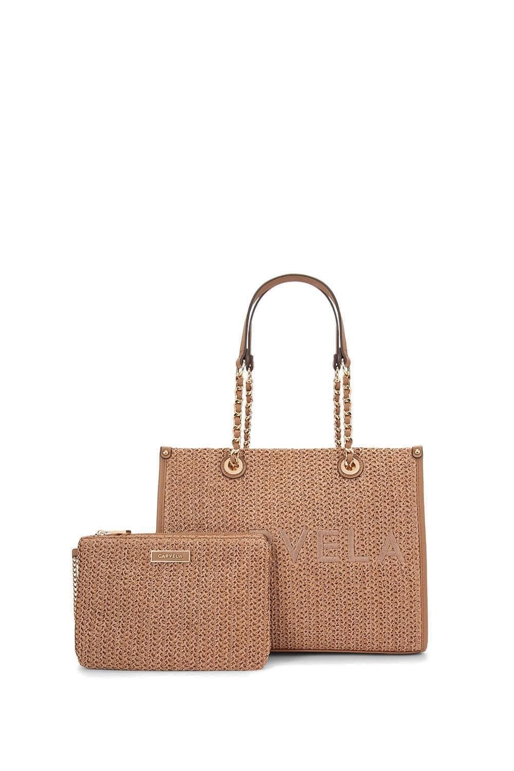 Carvela Carvela Women's 'Sorrento Midi Raffia' Bag in Tan