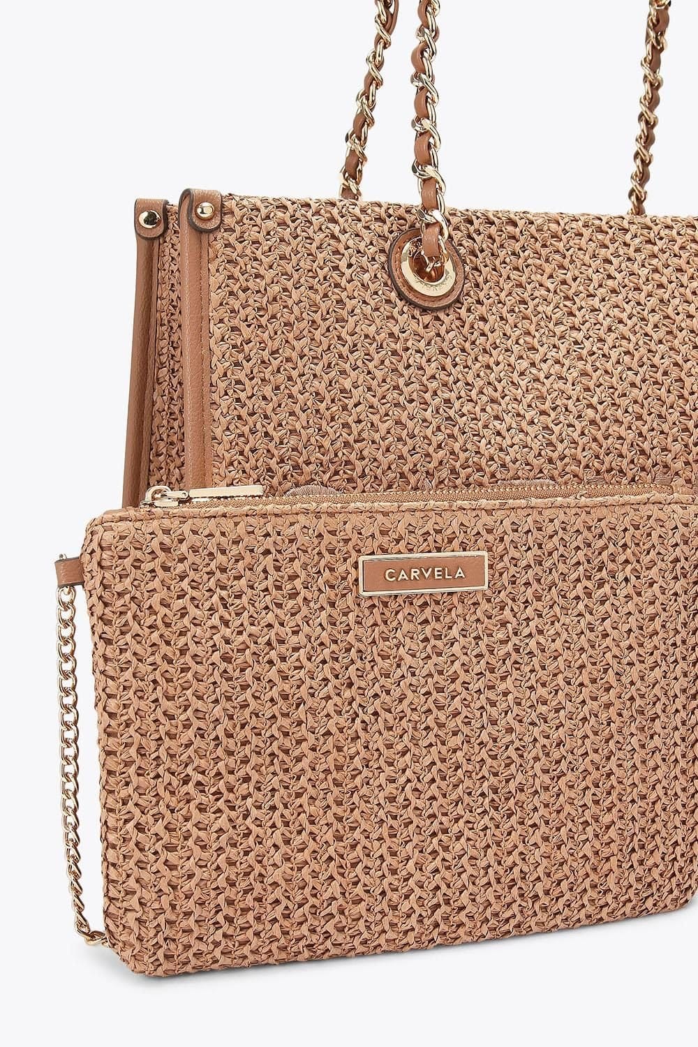 Carvela Carvela Women's 'Sorrento Midi Raffia' Bag in Tan - 4