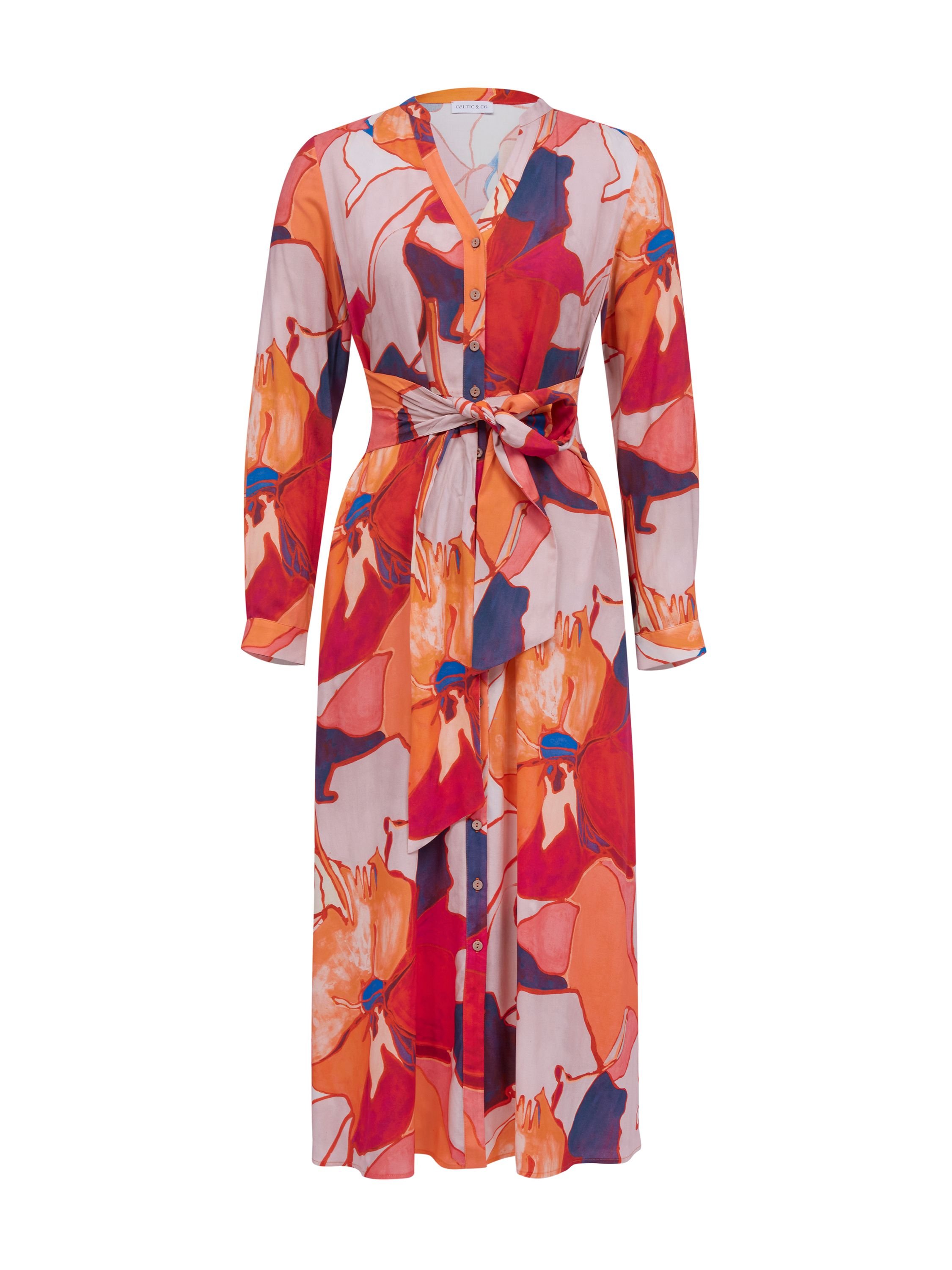 Celtic & Co Celtic & Co Women's Tie Front Midi Dress in Coral - 2