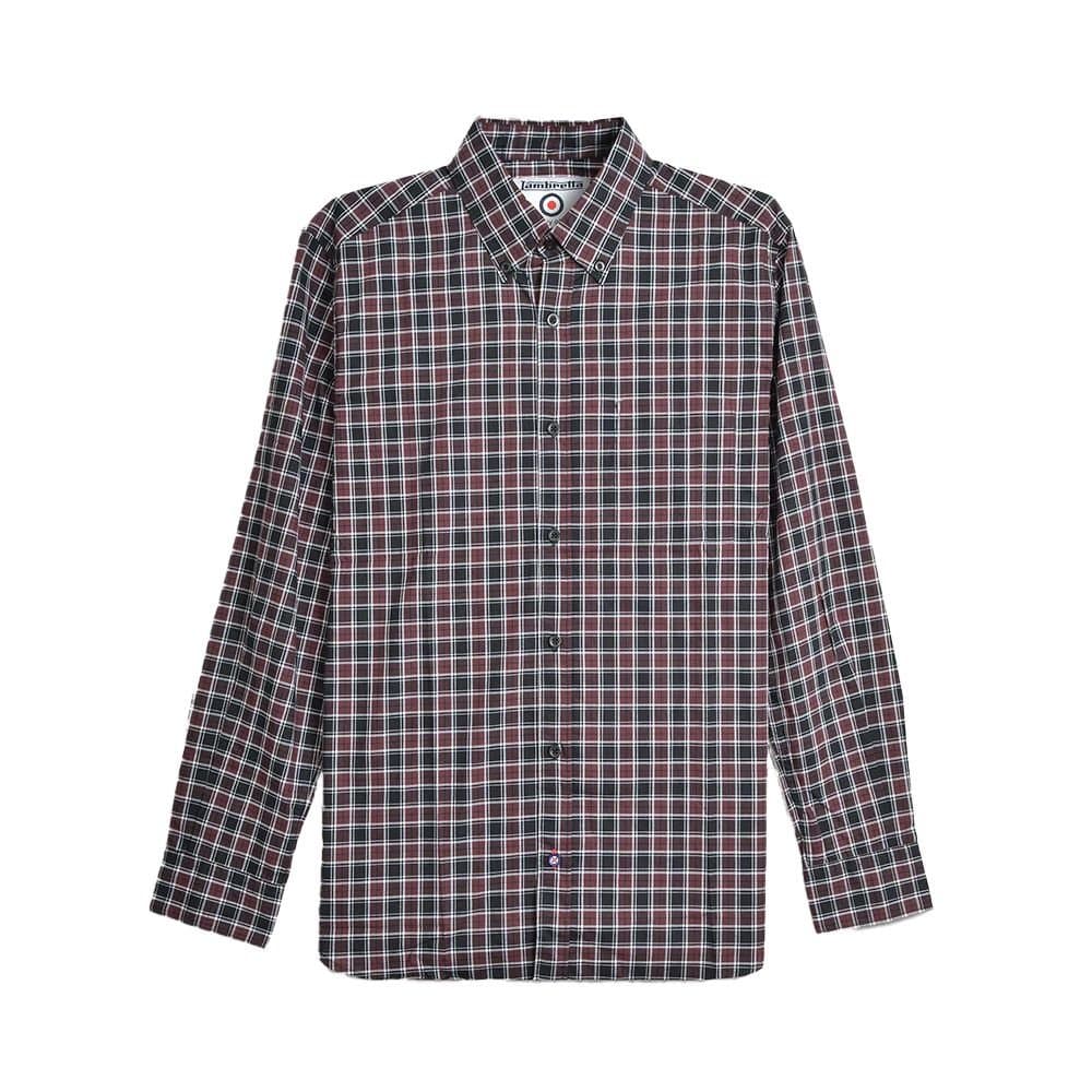 Lambretta Lambretta Burgundy Checked Long-Sleeved Shirt