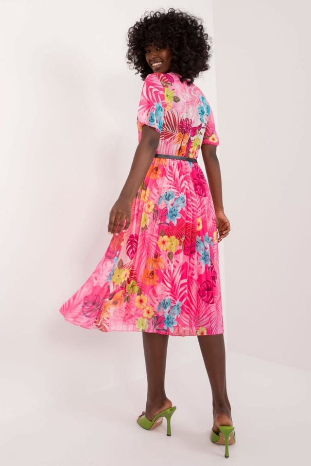 Love Lace Love Lace Women's Blush Pleated Midi Wrap Day Dress with Belt in Pink - 3