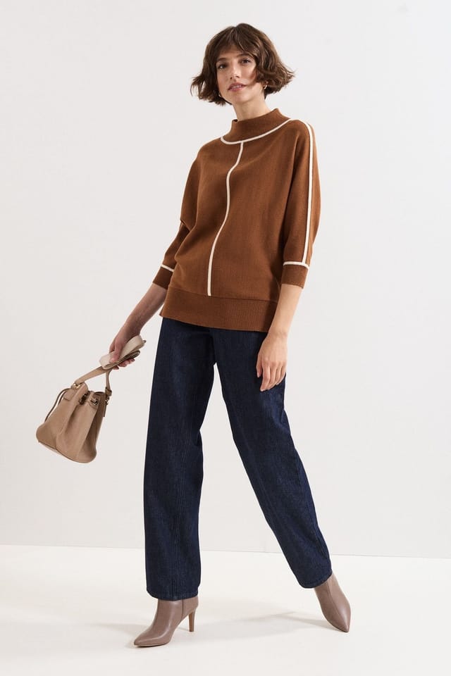 Phase Eight Phase Eight Women's Hallie Tipped Jumper in Walnut - 3