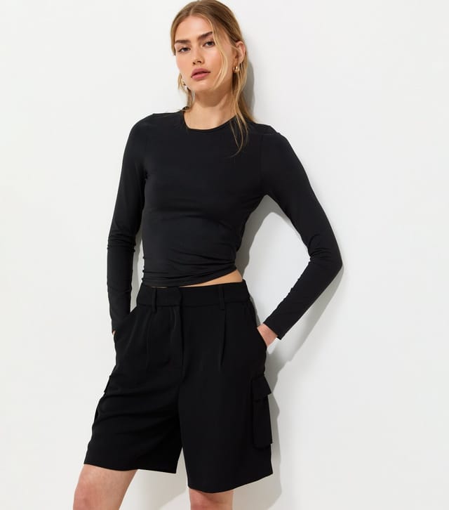 New Look Women's Black Slinky Jersey Long Sleeve Crew Neck Top New Look - 2