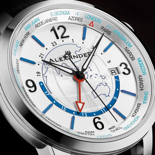 Alexander Alexander Men's A171B Journeyman 2 42mm Luxury World Traveler Watch in Silver - 2
