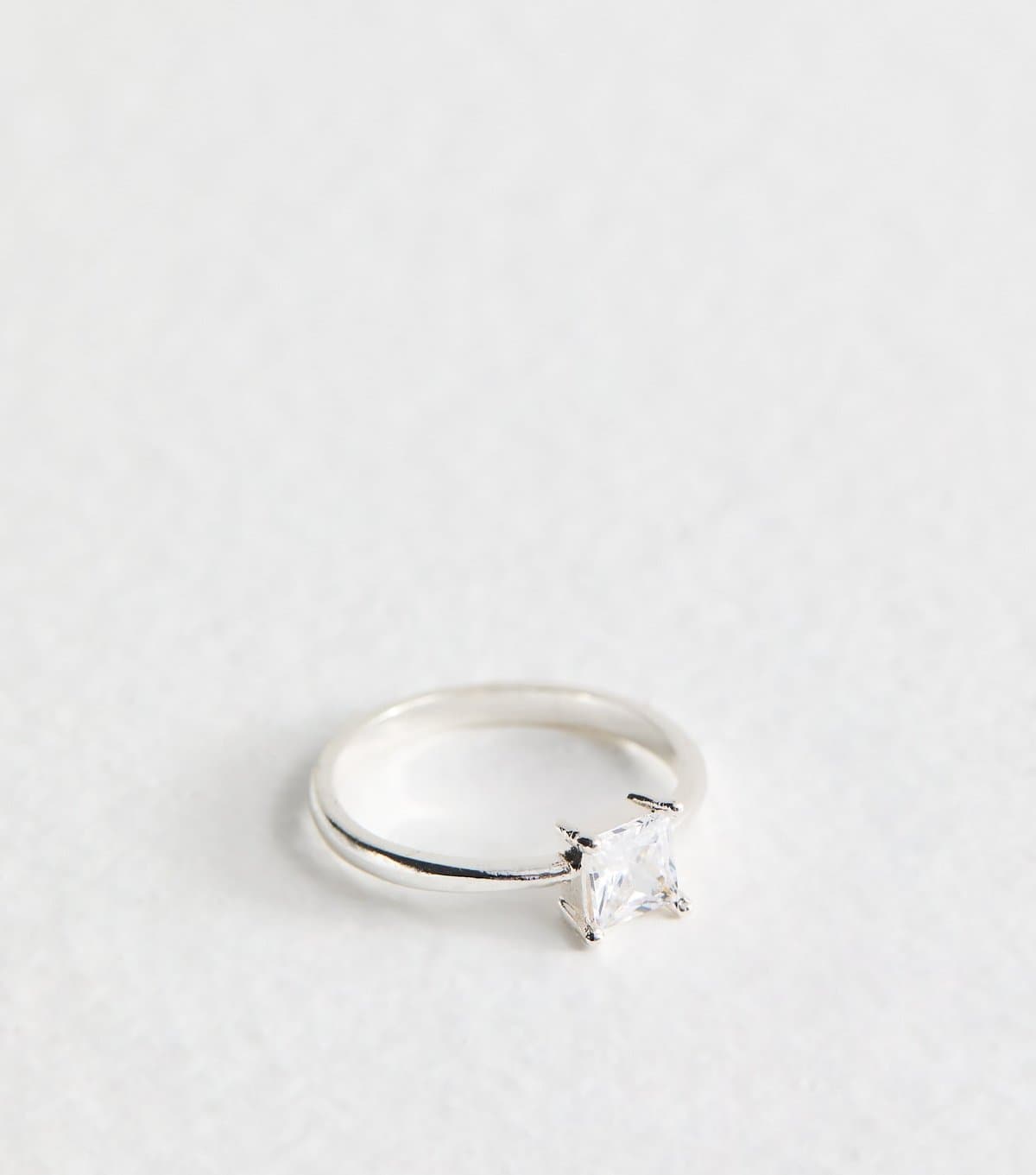 New Look Silver Tone Square Cubic Zirconia Ring New Look