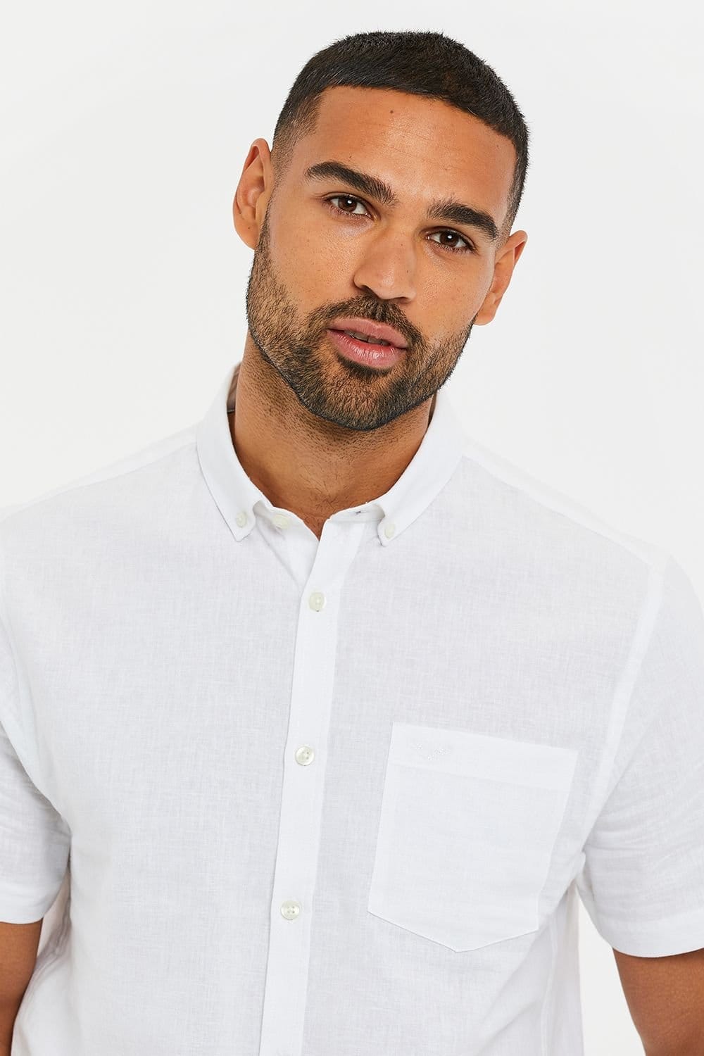Threadbare Threadbare Men's 'Dragon' Cotton-Linen Blend Short-Sleeve Shirt in White - 4
