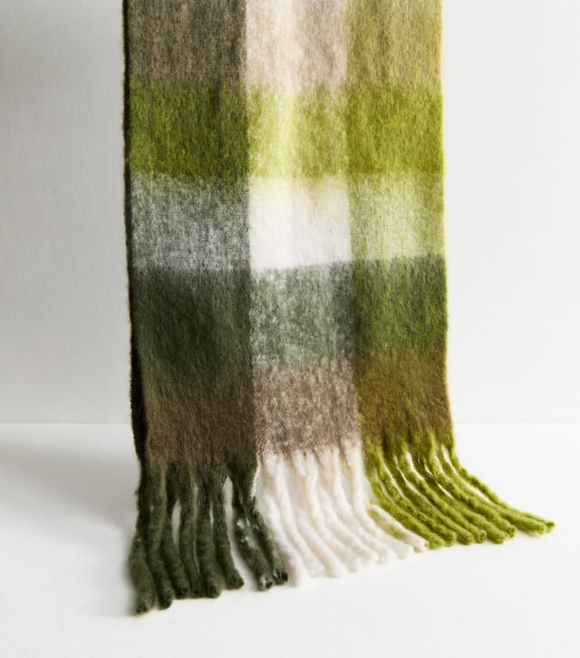New Look Green Heavyweight Checked Scarf New Look - 2