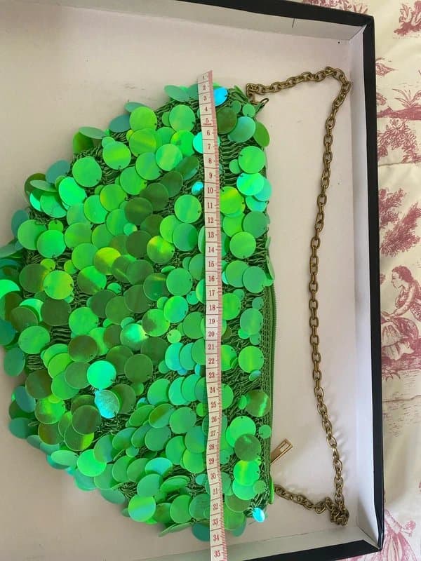 ASOS Sequin disc bright green handbag