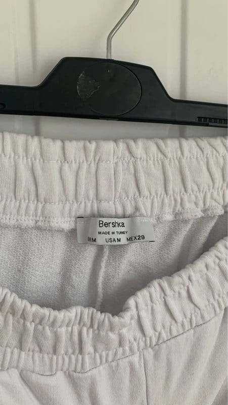 Bershka White Embroidered Heart Shorts