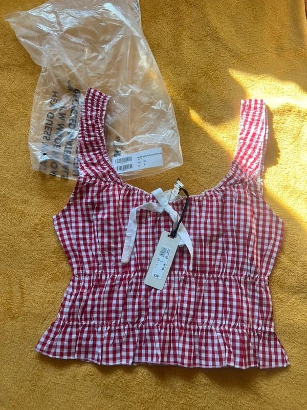 River Island River island gingham top in red and white check