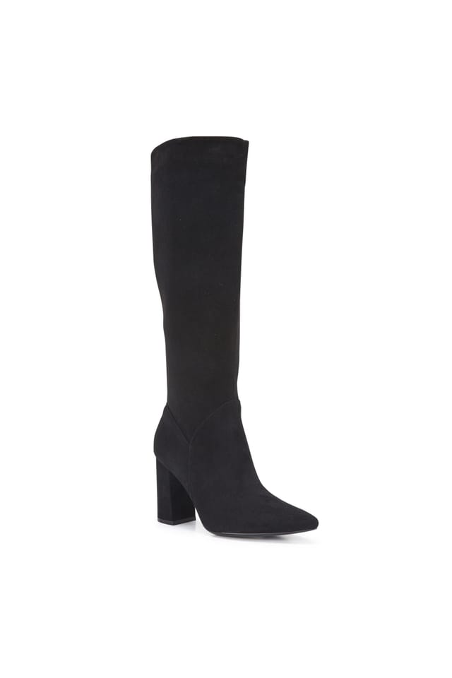 Truffle Collection Truffle Collection Women's Block Heel Knee High Boots Pointed Toe Shoes in Black - 2