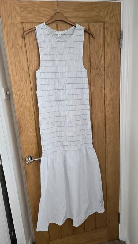Topshop Topshop white shirred cotton maxi dress size 14