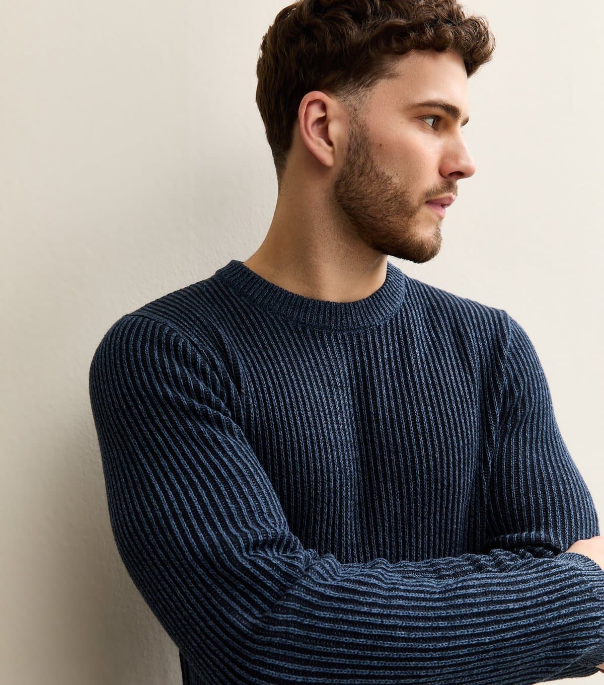 jack & jones Jack & Jones Navy Ribbed Crew Neck Jumper