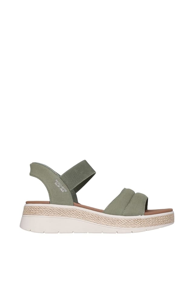 Skechers Skechers Women's BOBS SUN RAY Slip-Ins Padded Vamp Quarter Strap Sandal Olive - 2